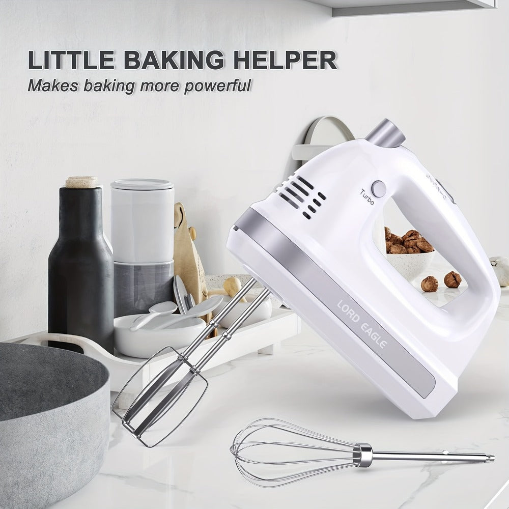 Hand Mixer Electric 300W with Stainless Steel Attachments & Storage Case - 5-Speed Control for Baking Cakes, Eggs & Whipping Cream, Compact Kitchen Handheld Mixer for Home Use
