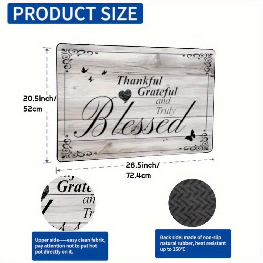 Stove Top Cover Heat Resistant Scratch-Proof 28.5x20.5¡± - Thankful Grateful Blessed Kitchen Decor Glass Protector Mat for Cooktops, Ovens, Washers & Dryers, Easy-Clean Multipurpose Noodle Board