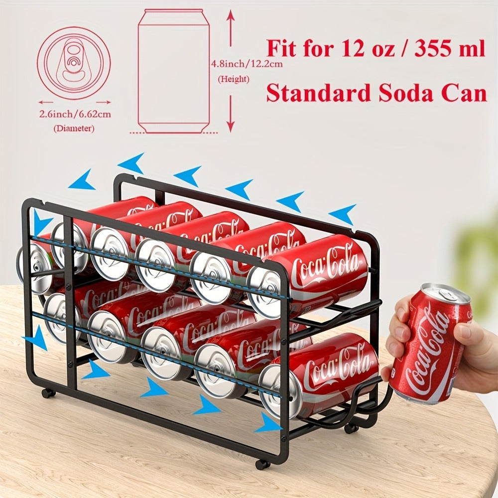 Can Dispenser Rack 2 Pack Stackable Sliding Metal Can Organizer for Kitchen Pantry Cabinet Countertop Canned Food Storage
