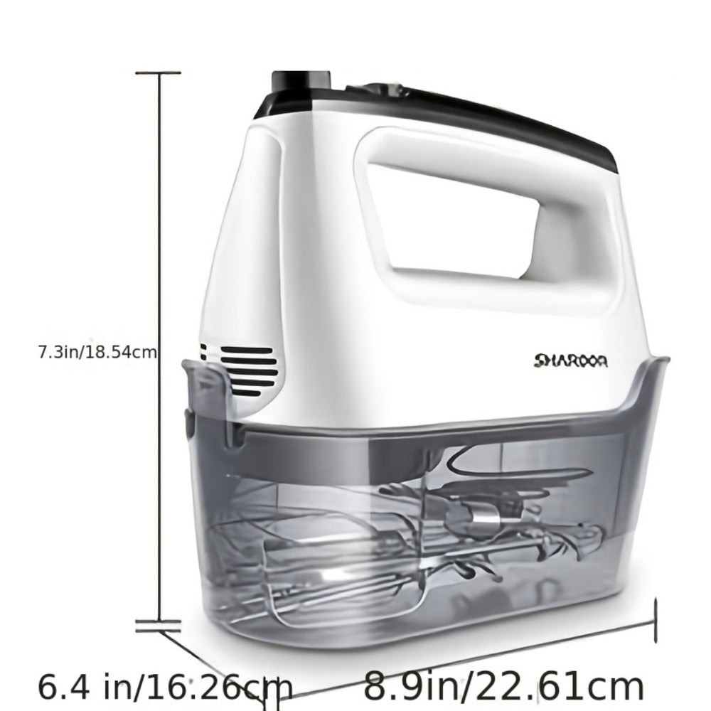 Electric Hand Mixer 6-Speed with Turbo ¨C 5 Stainless Steel Attachments, Snap-On Storage Case, Handheld Mixer for Whipping, Baking Cookies, Cakes, Dough & Brownie Batter