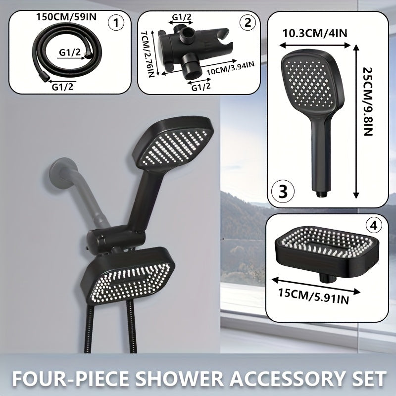 2-in-1 High Pressure Handheld Shower Head Set with Rain Showerhead ¨C Long Hose T-Valve ABS Wall Mount Bathroom Upgrade