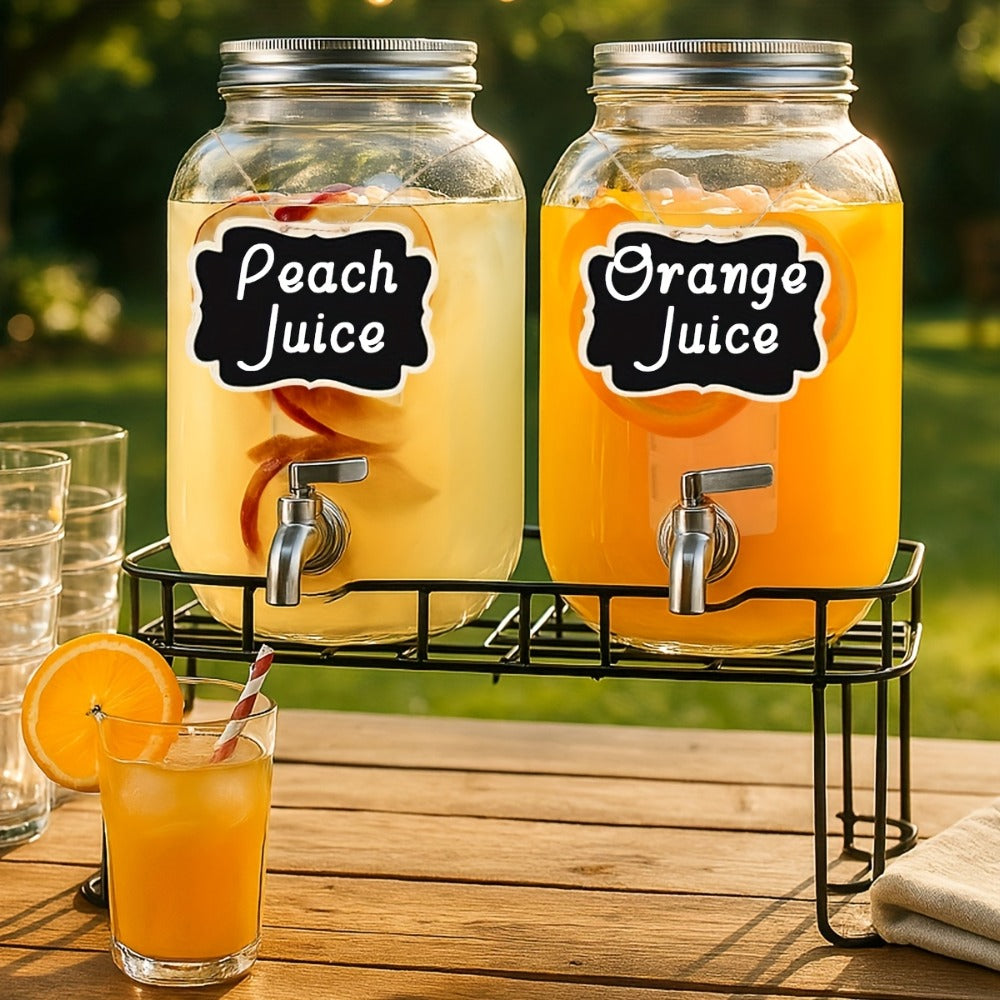 Glass Drink Dispenser with Fruit Infuser, Ice Cylinder & Stainless Steel Spigot ¨C 1 Gallon Beverage Dispenser with Stand for Parties, Weddings, BBQ & Lemonade