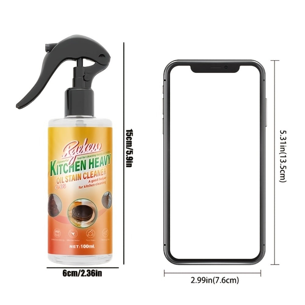 Kitchen Degreaser Spray 100ml (3.38oz), Heavy Duty Oven Cleaner & Grease Remover, Fume-Free Fast-Acting Formula for Stubborn Grease on Ovens, Stovetops, Pots, Pans, Cookware & Metal Surfaces