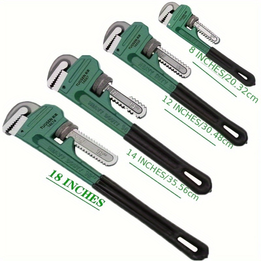Pipe Wrench Professional Heavy Duty - 8¡±, 12¡± & 18¡± CR-V Alloy Steel Plumbing Wrench, Non-Slip Ergonomic Handle, 1500 lbs Torque, Fits 1/2¡±-4¡± Pipes, for Plumbing, Automotive & Industrial Use