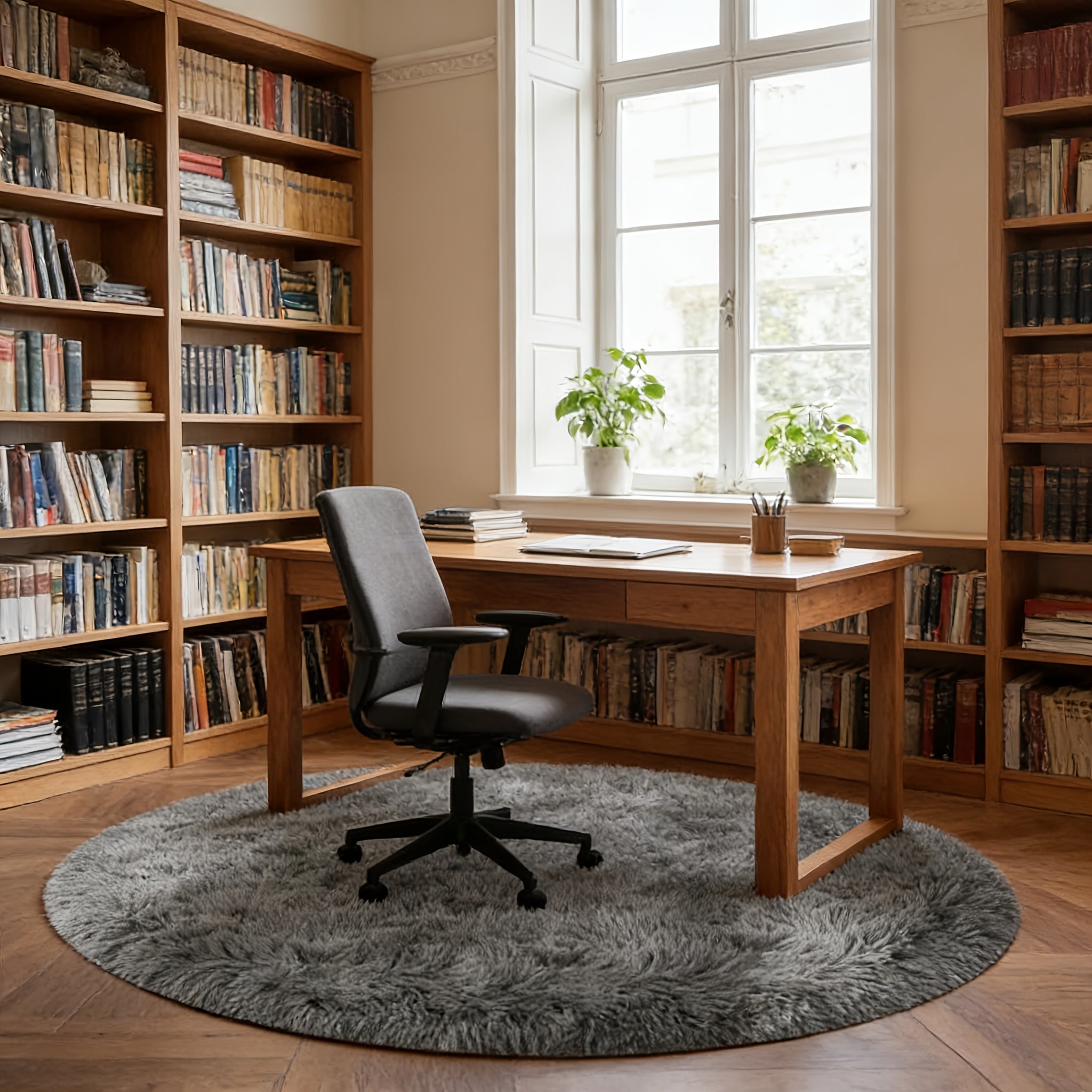 Round Faux Fur Area Rug - Soft Plush Circle Carpet for Living Room Bedroom, Machine Washable, Multiple Colors & Sizes