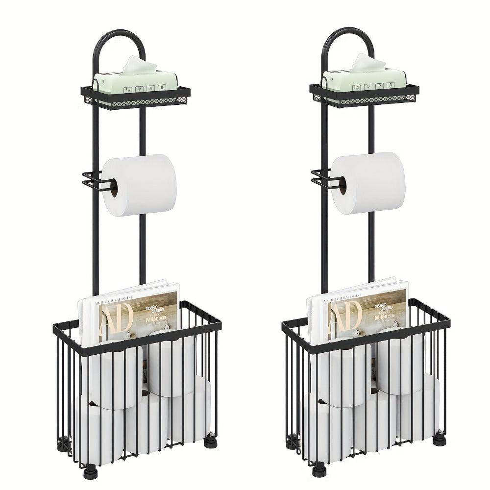 Toilet Paper Holder Freestanding with 6 Roll Storage Durable Steel Oil Rubbed Bronze Bathroom Organizer Space Saving No Installation Required