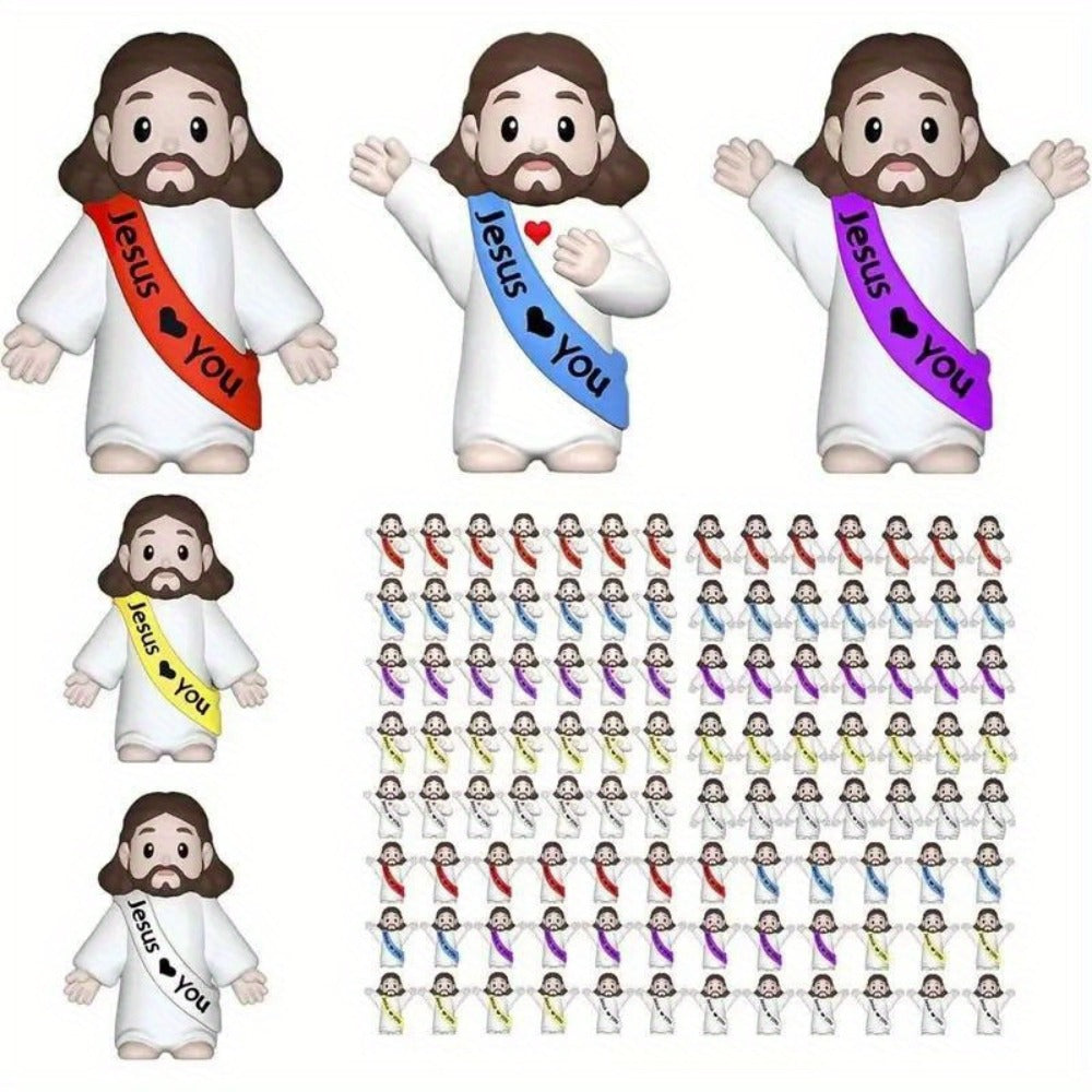Mini Christian Statues Bulk 50pcs God Bless You Colorful Crosses Vintage Religious Figurines Church Prayer Easter Christmas Decoration Party Props Gift