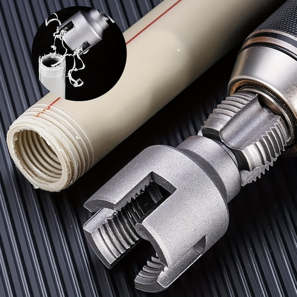 Pipe Thread Cutting Tool ¨C High-Speed Steel Electric Drill Compatible PVC & Steel Pipe Threader, Inside & Outside Threading for 1/2¡± & 3/4¡± Pipes, Professional Plumbing & DIY Kit