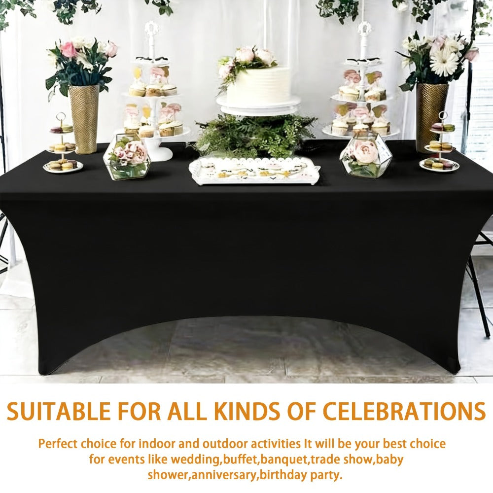 Spandex Tablecloth 6 Foot Rectangular Stretch Table Cover for Parties Weddings Banquets ¨C Wrinkle-Free Full Coverage Fitted Table Cloth for Events
