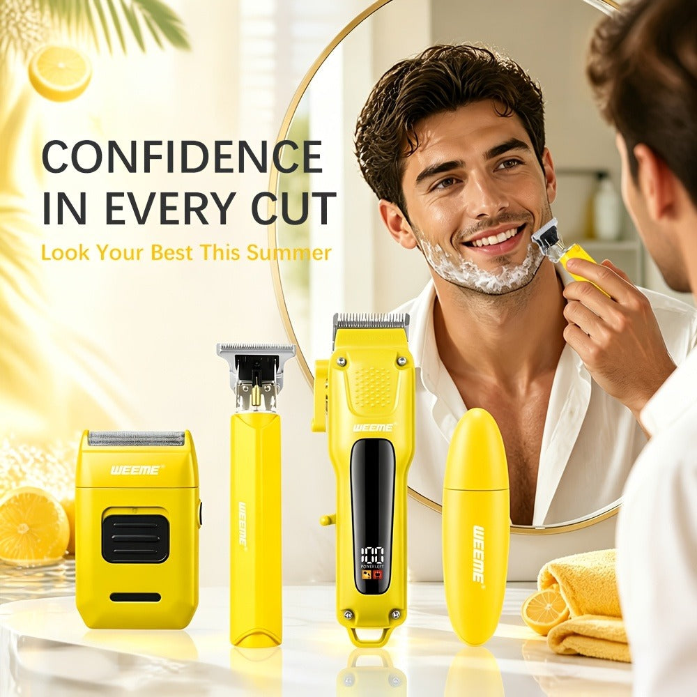 Hair Clippers for Men - 4-in-1 Cordless Trimmer Set, Rechargeable Electric Shaver with Beard Trimmer, Nose Hair Trimmer, Body Groomer & Hair Clipper Kit for Home Barber Use