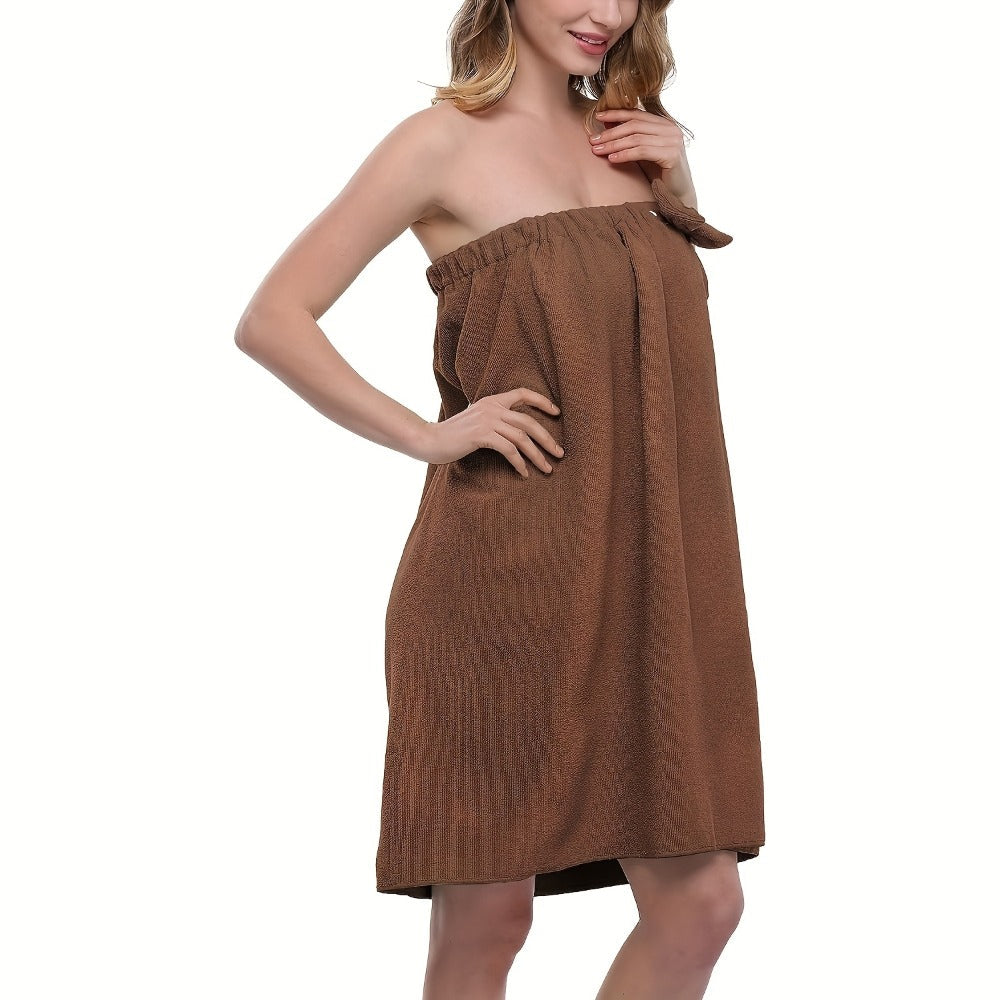 Women's Bath Wrap Towel Robe ¨C Lightweight 250gsm Microfiber Shower Spa Bathrobe with Adjustable Closure One Size Fits Most