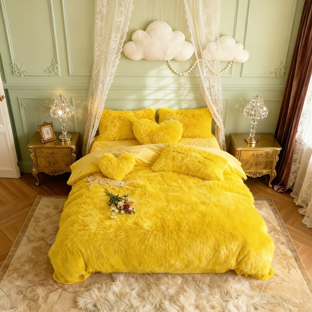 Velvet Duvet Cover Set Fluffy Plush Bedding Minimalist Solid Color, Carved Velvet Quilt Cover with Pillow Shams, Soft Cozy Bedroom Essentials Twin Full Queen King, Black Beige Grey Pink Purple Blue Red Yellow
