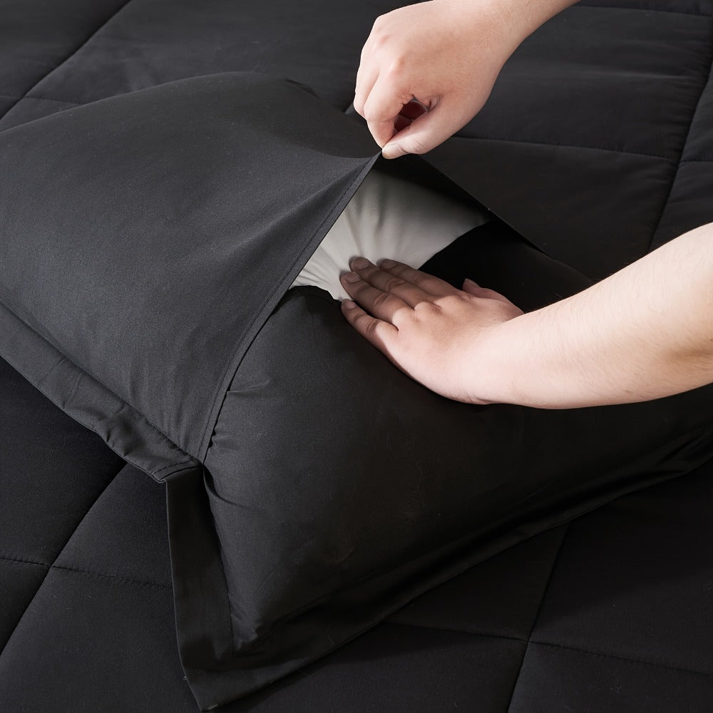 Comforter Set Soft Breathable Microfiber Bed in a Bag with Fitted Sheet Flat Sheet Pillowcases & Shams ¨C All Season Fluffy Checkered Bedding Set Twin Full Queen King