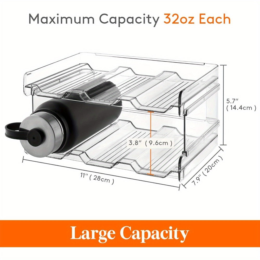 Stackable Water Bottle Organizer for Cabinet & Kitchen Pantry ¨C Tumbler Travel Mug Cup Holder, Plastic Fridge Wine Rack, Holds 5/6/8/9/11/12 Bottles