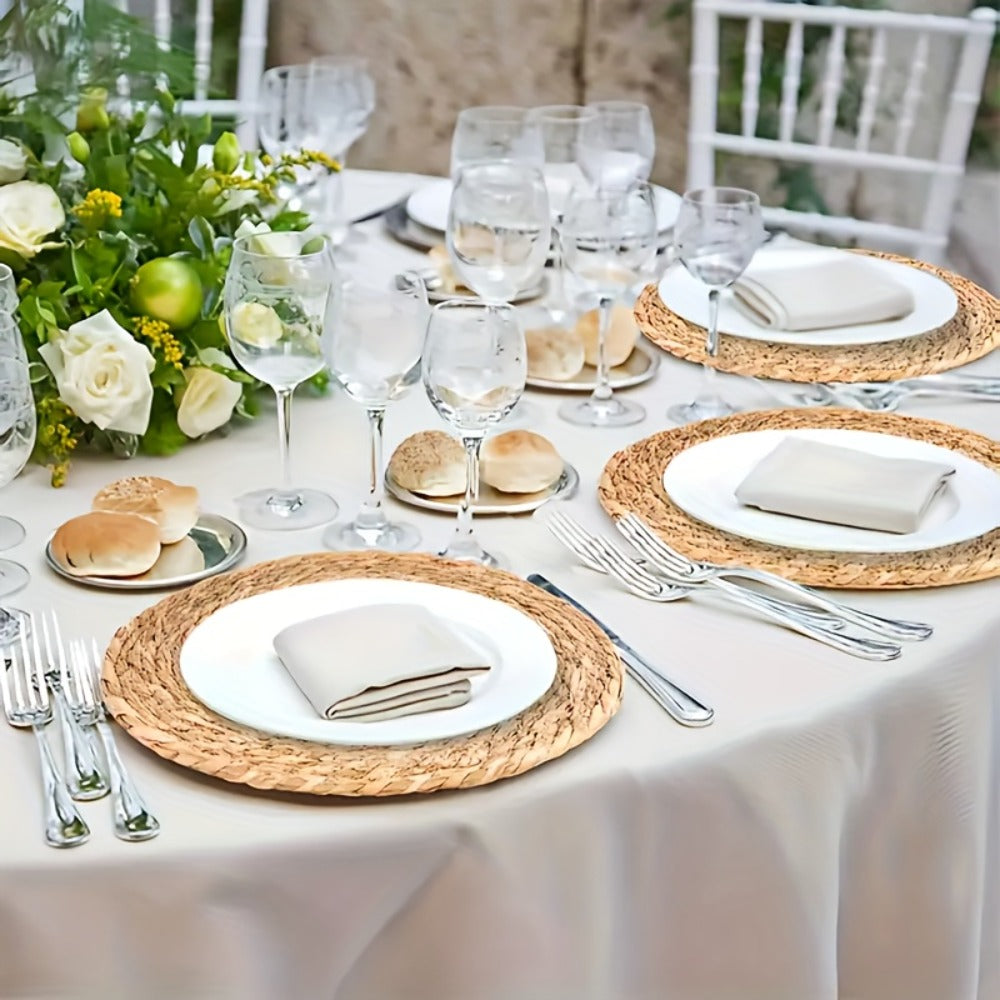 12pcs Rattan Placemats Natural Wicker Round Table Mats Heat-Resistant Non-Slip 11.8¡± Kitchen Dining Decor Bohemian