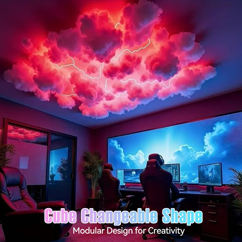 3D Thunder Cloud Lamp RGB Music Sync LED Light USB Powered Sound Sensitive IC Mood Lighting for Game Room Photography Studio Halloween Christmas Party Atmosphere Decoration