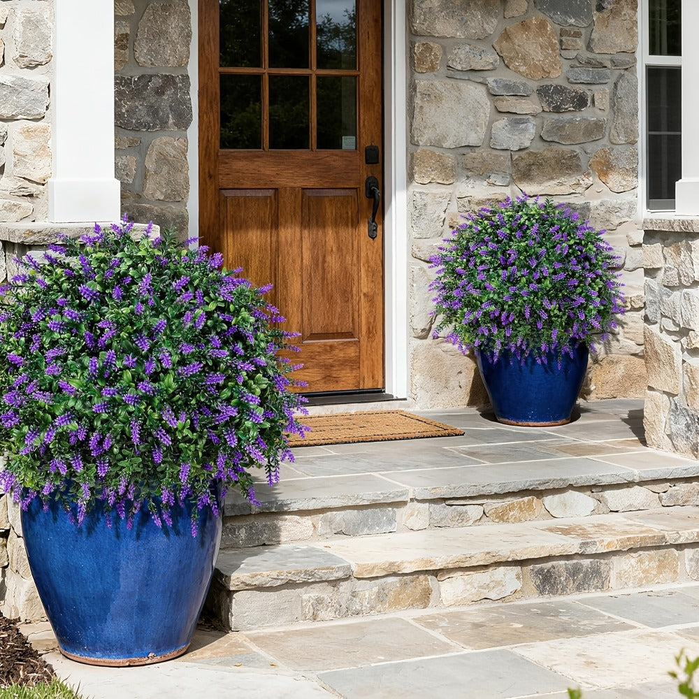 Artificial Topiary Ball Trees for Outdoor & Indoor Decor ¨C UV Resistant Faux Lavender, Azalea & Pansy Shrubs with Ground Spike ¨C Evergreen Fake Plants for Front Porch, Garden & Backyard (Single & 2 Pack)