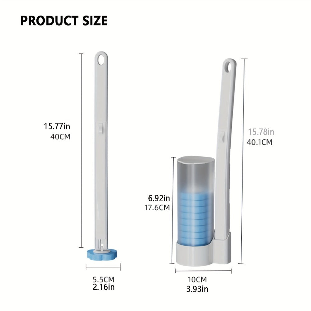 Disposable Toilet Brush Set with Replaceable Heads - 7-Piece Bathroom Cleaning Kit, Portable & Durable