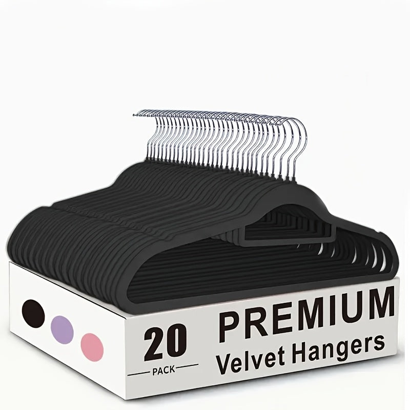 Velvet Hangers Non-Slip Slim Space Saving Clothes Hangers, Premium Flocked Suit Hangers for Closet Organization, Ultra Thin Strong Coat Hangers for Shirts Dresses Pants, 20 or 50 Pack Black Beige Pink