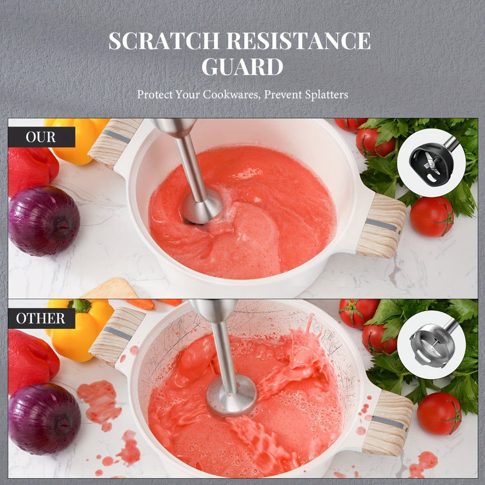 Immersion Blender Handheld 6-in-1 & 7-in-1 1000W 20-Speed Turbo ¨C Titanium Blades BPA-Free with Dough Hooks Egg Beater Whisk Beaker & Chopper | Scratch-Resistant Hand Blender Kitchen Appliance