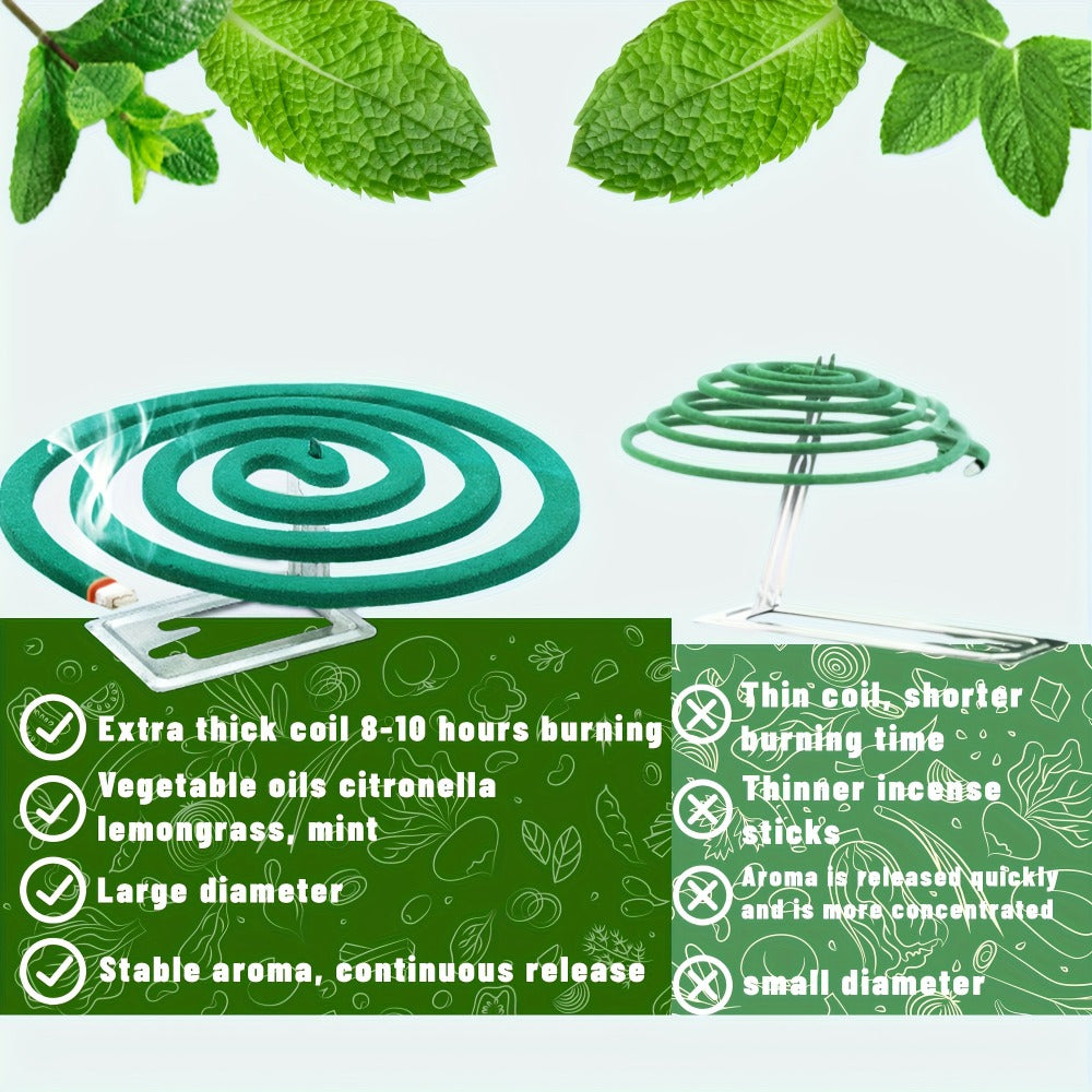 Lemongrass Spiral Incense Coils 10 Pack - Large Natural Long-Lasting Herbal Incense for Outdoor Patio, Camping, Garden, Meditation & Summer Evenings, Fresh Aromatherapy Scent