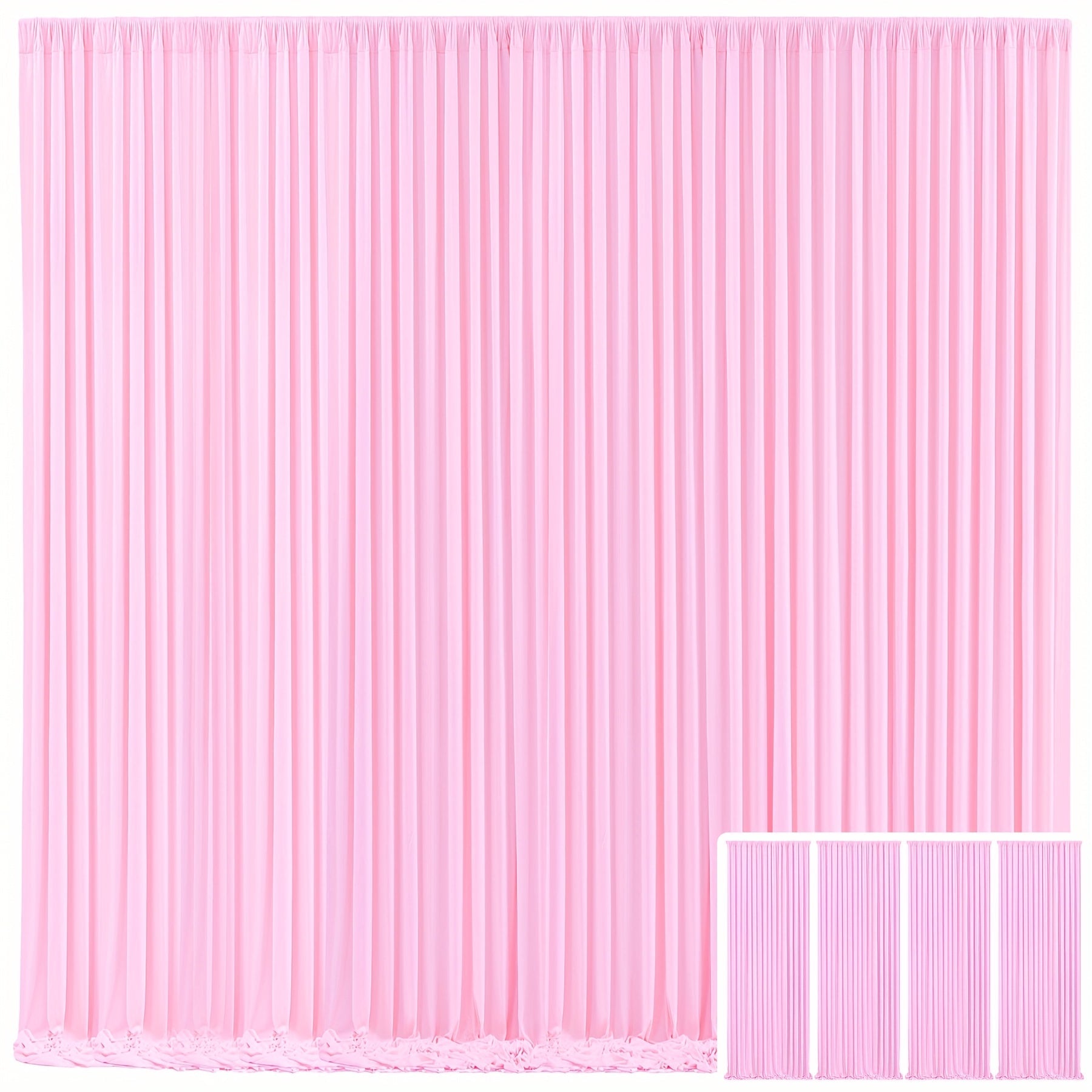 Blackout Backdrop Curtain 4 Pack 5x10 Ft - Heavyweight Nonwoven, Wrinkle-Resistant, Smooth Hanging for Wedding Birthday Baby Shower Party Photography Background Decoration