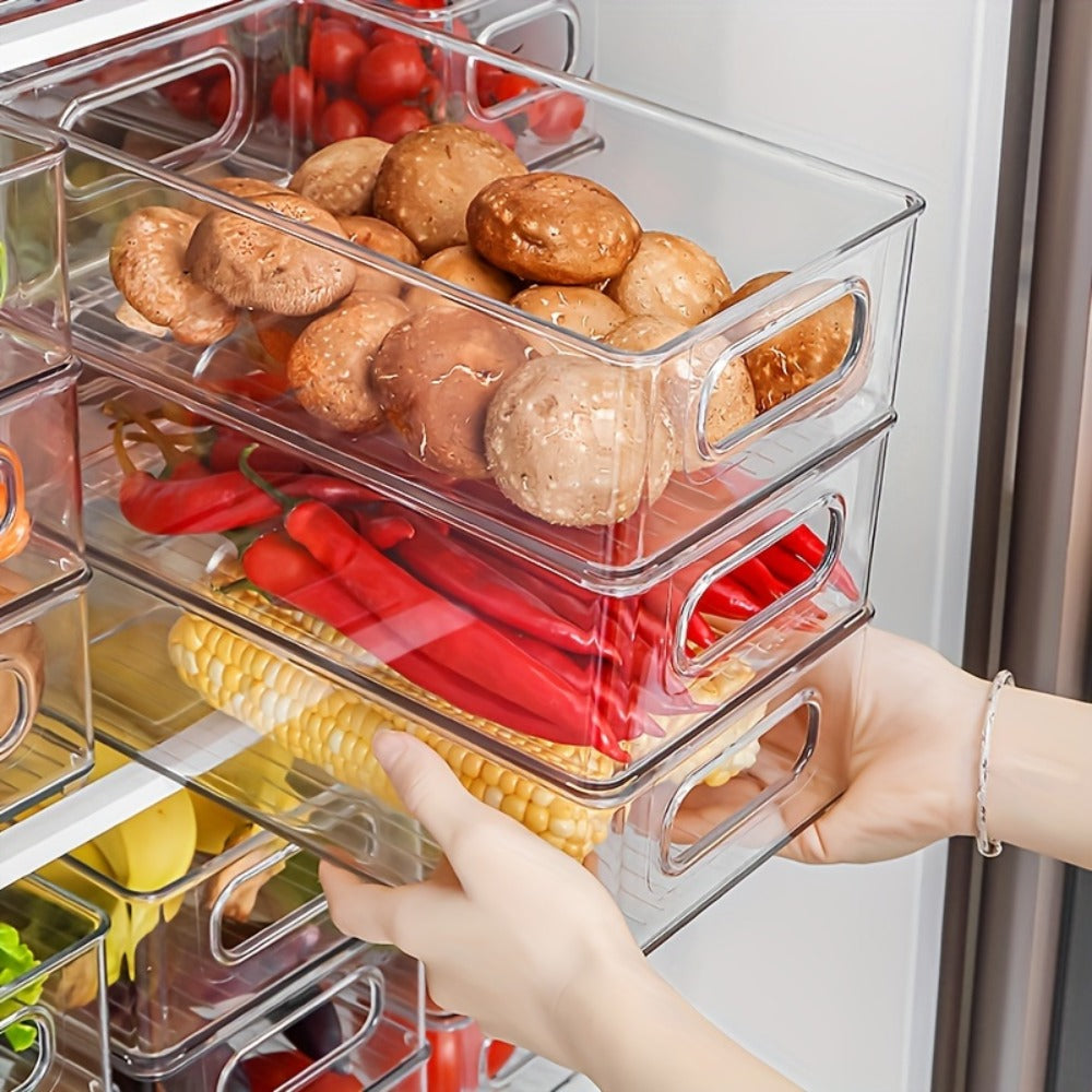 Refrigerator Organizer Bins 6pcs Set - Clear Fridge Storage Bins for Freezer Kitchen Cabinet Pantry Bathroom Bedroom Organization 10 Inch Transparent Food Storage Containers