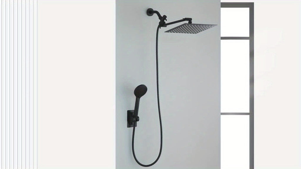 Rainfall Handheld Shower Combo 9-Setting ¨C High Pressure 11¡± Extension Arm Leak-Proof Wall Mount 8 10 12 Inch Chrome Black