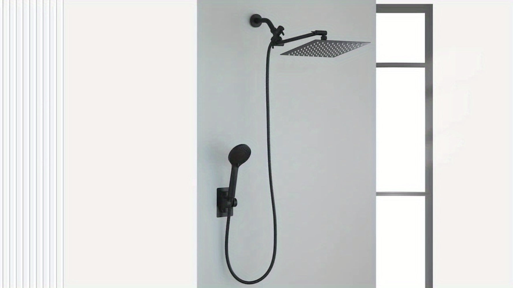 Rainfall Handheld Shower Combo 9-Setting ¨C High Pressure 11¡± Extension Arm Leak-Proof Wall Mount 8 10 12 Inch Chrome Black