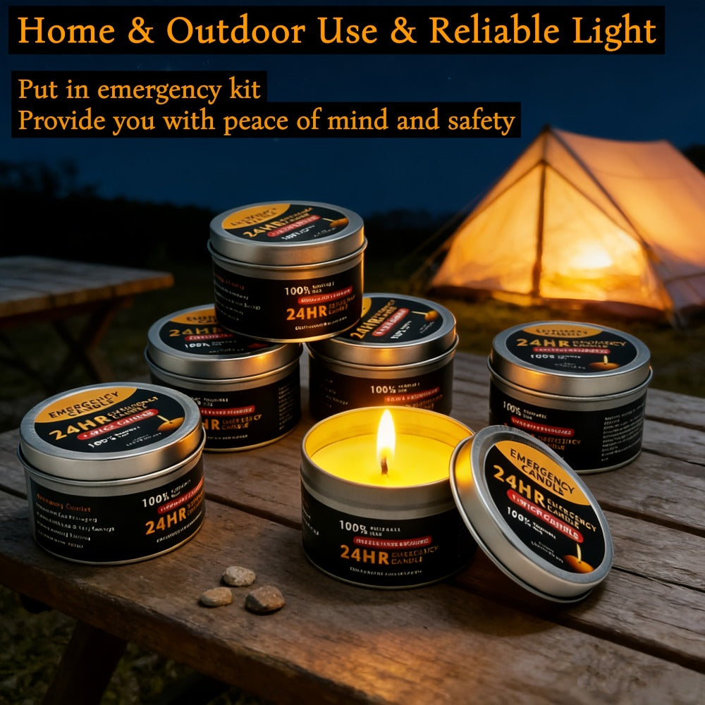 Long Burning Candles 4 Pack 96 Hour Burn Time Unscented Soy Palm Wax Candles in Metal Tins 80g Each Emergency Candles for Power Outage Camping Hiking Indoor Outdoor Holiday Decor Halloween Christmas