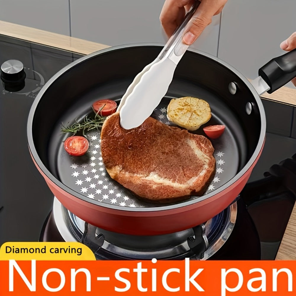 Nonstick Frying Pan with Lid 9.45 10.24 11.02 Inch Cast Iron Style Flat Bottom Skillet Stainless Steel Handle Smoke-Free Lightweight Cookware for All Stovetops Fried Eggs Steak Pancakes