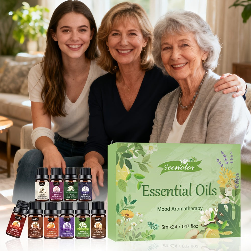 Fragrance Essential Oil Gift Set ¨C Premium Hotel Scent Diffuser Oils for Candle Making, Aromatherapy & Home Fragrance | 12 or 24 Piece Set