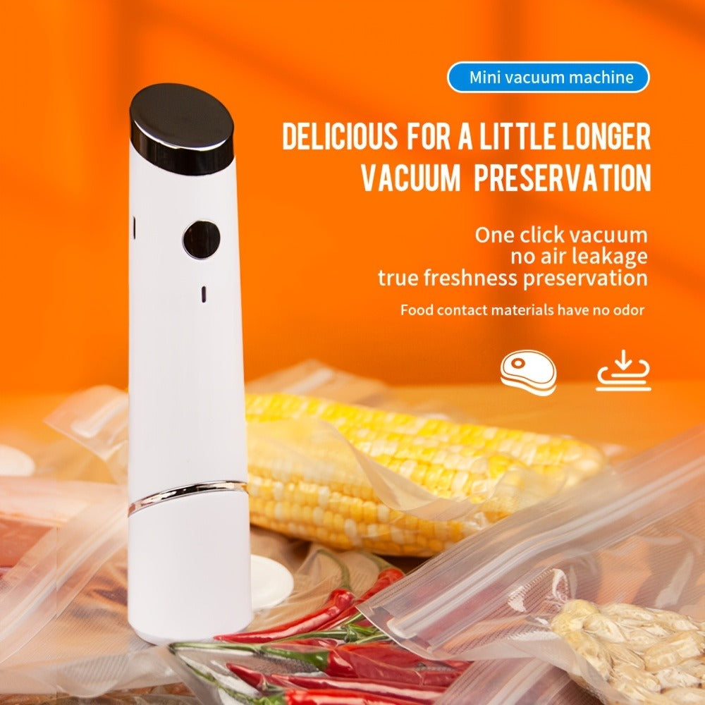 Vacuum Sealer Machine with 10 Reusable Bags ¨C Handheld Food Vacuum Sealer Kit, BPA-Free Seal Bags, Portable Meal Saver for Sous Vide & Freezer Storage