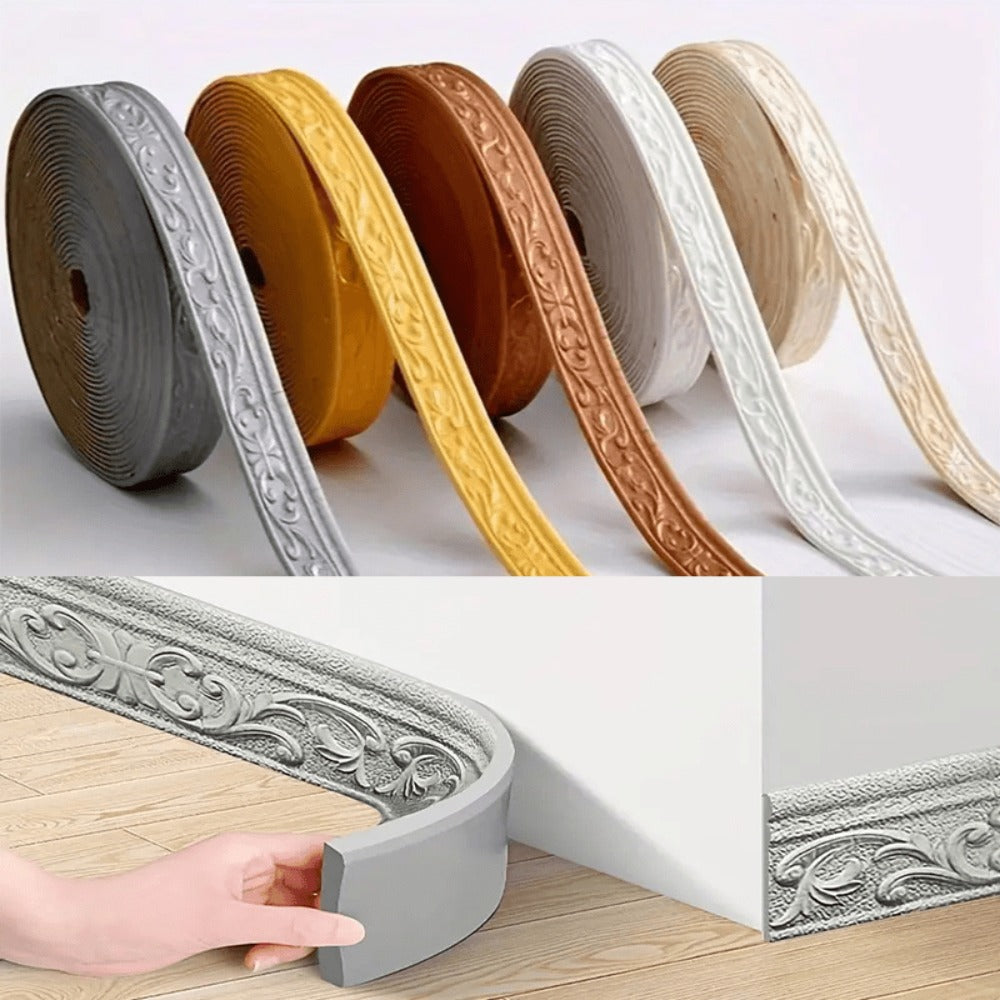 3D Self-Adhesive Foam Baseboard Wall Trim Sticker Waterproof Peel and Stick Carved Wallpaper Border Skirting for Home Decor White Silver Gray Copper Gold 4 8 12 Rolls