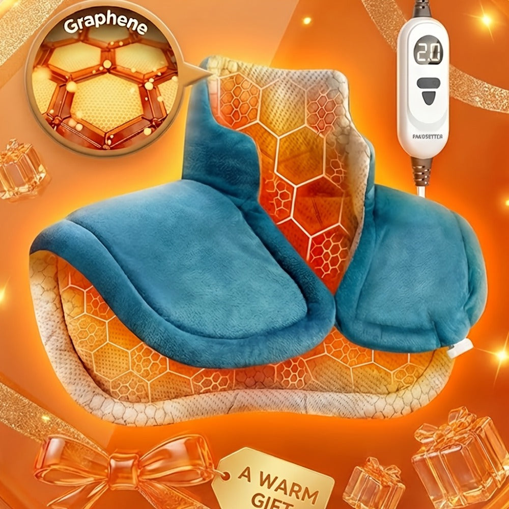 Heating Pad for Neck & Shoulders ¨C 130W Graphene Weighted Electric Pad, 6 Heat Settings, 4 Timers, Auto Shut-Off, Machine Washable