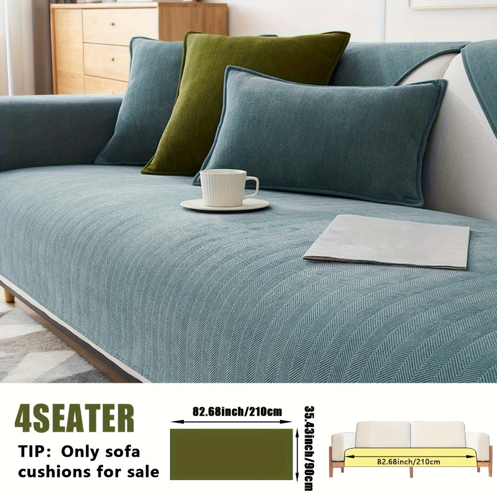 Chenille Ribbed Sofa Cover - Pet Friendly Non-Slip Machine Washable Soft Stretch Slipcover for 1-4 Seater Sectional Sofa Living Room Bedroom Office, 9 Colors