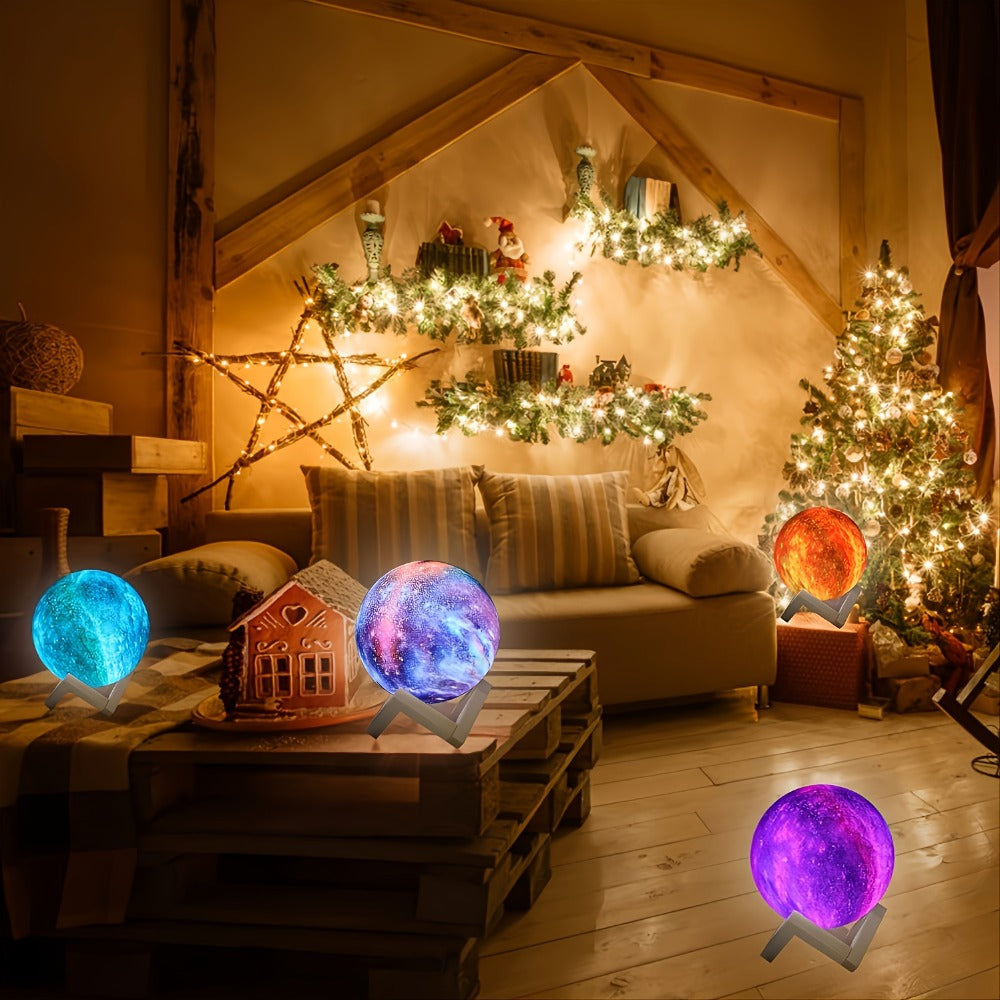 Moon Lamp Night Light 16 Colors 3D Galaxy Lamp with Wooden Stand Remote Control USB ¨C Perfect Birthday Gift for Women Men Lovers (5.9 Inch)
