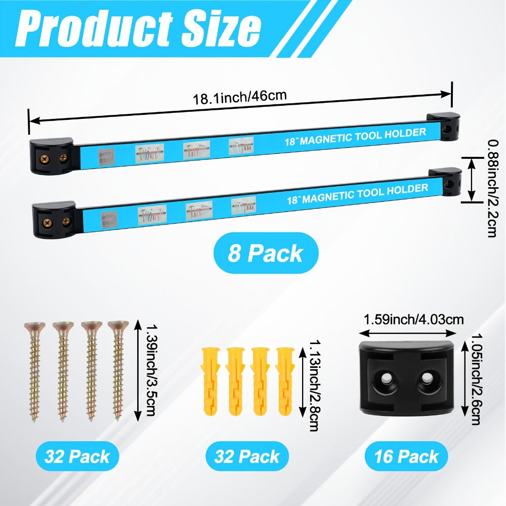 Magnetic Tool Bar Wall Mount Tool Holder 12/18 Inch ¨C Heavy Duty Iron Magnetic Knife Strip & Tool Rack for Kitchen, Workshop & Garage | Wall Mounted Tool Organizer for Knives, Chisels & Hardware Tools