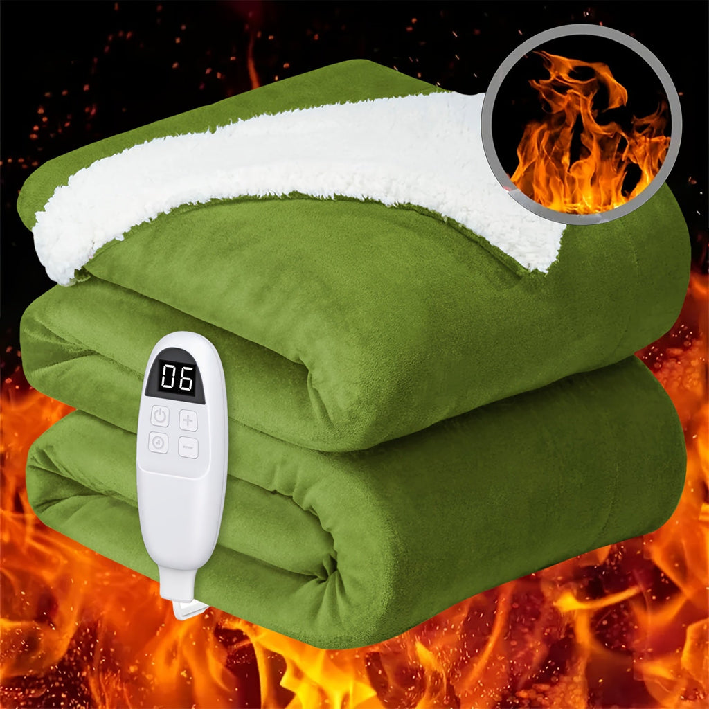 Electric Heated Blanket Flannel Sherpa - 6 Heat Settings, 10-Hour Auto Shutoff, Quick Heating, Machine Washable, ETL & FCC Certified, Twin Full Queen, Winter Comfort for Home Bed Couch Office
