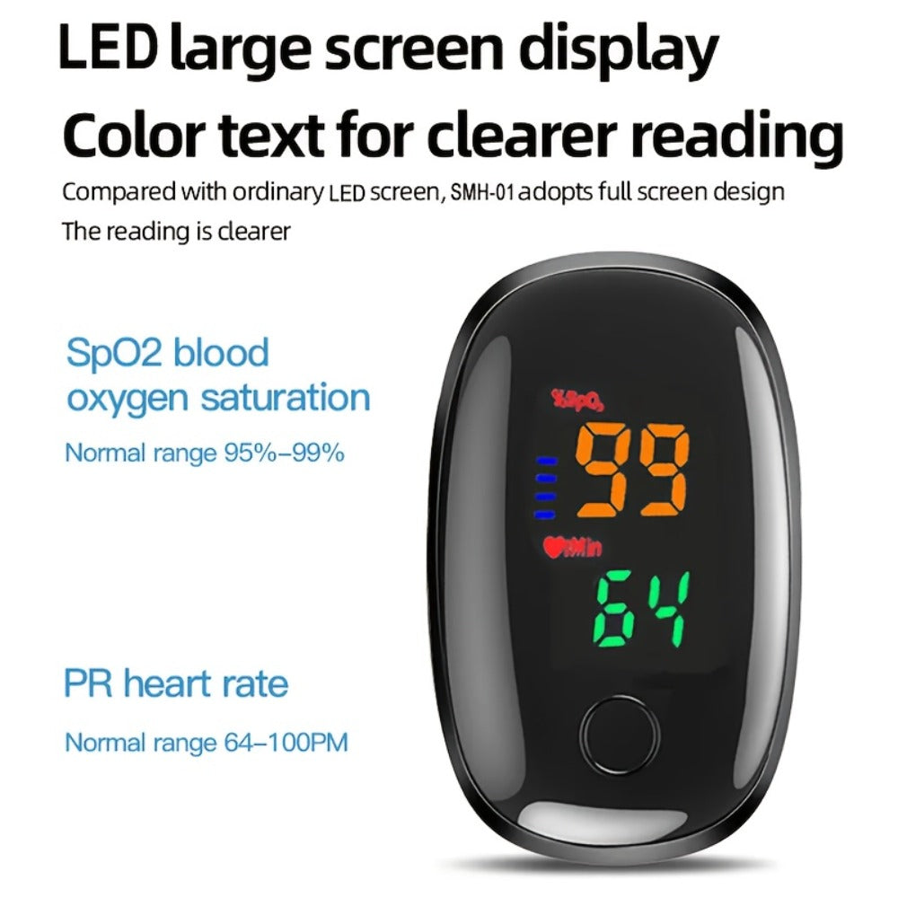 FDA Approved Pulse Oximeter with Color LED Display, Digital Fingertip Blood Oxygen Saturation & Heart Rate Monitor, Automatic SpO2 Meter for Home Health Monitoring, Black