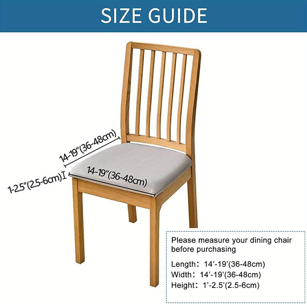 Waterproof PU Leather Dining Chair Cushion Covers Removable Stretch Seat Slipcovers for Dining Room Kitchen Hotel Set of 4 or 6