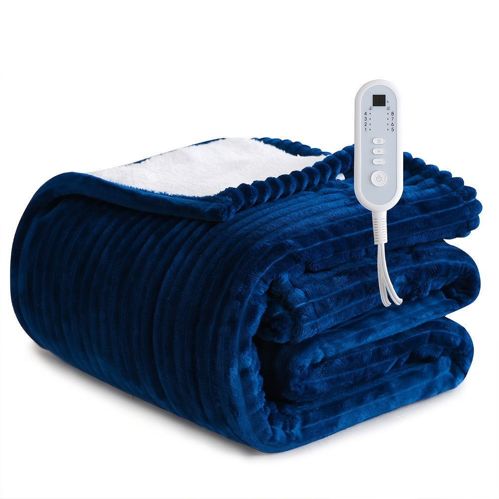 Electric Blanket with Temperature Control and Timer ¨C Extra Large Flannel Heated Blanket, 8 Levels 10-Hour Auto-Off, Machine Washable, PTC+NTC Overheat Protection, Throw Twin Full Queen King