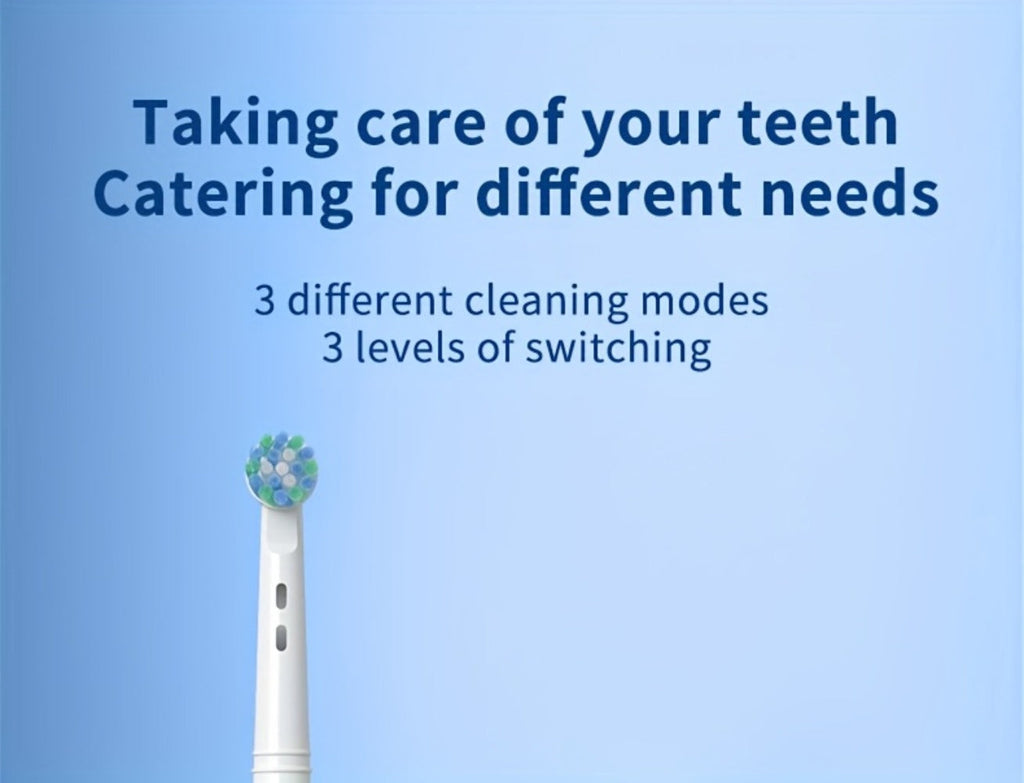 Rotating Electric Toothbrush with 8 Replacement Heads ¨C Wireless Induction Charging, 3 Cleaning Modes, IPX7 Waterproof, Oral Care Gift for Family, Friends & Parents ¨C Blue, Purple, Black