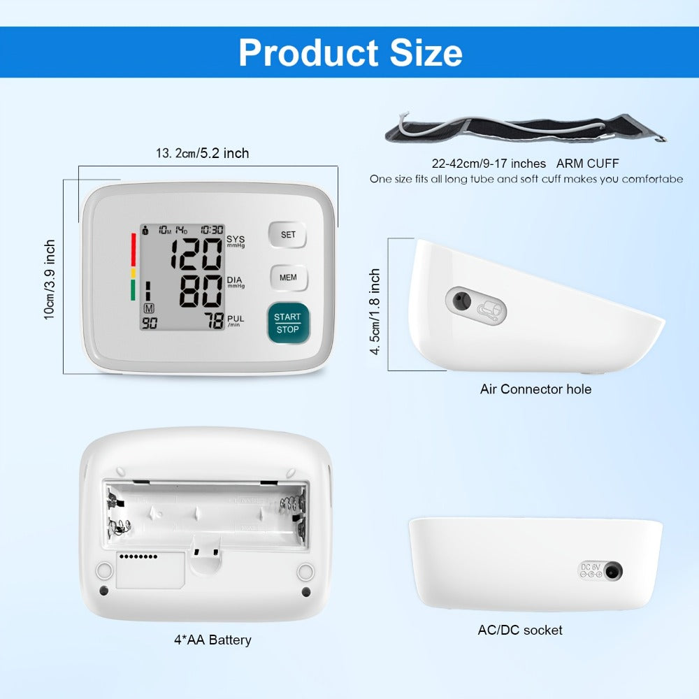 Blood Pressure Monitor Upper Arm - ALPHAMED U80E Automatic Digital Sphygmomanometer with Adjustable Cuff 8.7-17 Inch, 2¡Á90 Group Memory, Large Display for Home Use, Battery Operated