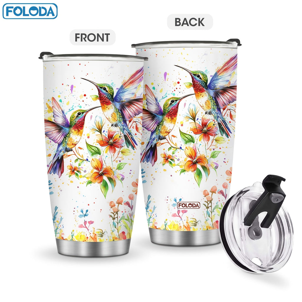 Hummingbird Flower Vacuum Insulated Travel Tumbler 20oz ¨C Gift for Mom Grandma Sister Daughter Birthday Valentine's Day