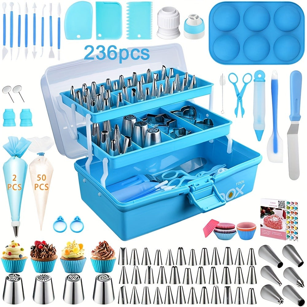 386 Pcs Cake Decorating Baking Set with Piping Nozzles & Frosting Tips ¨C Complete Beginner Baking Tool Kit with Floral Nozzles, Pastry Tips & Decorating Tools