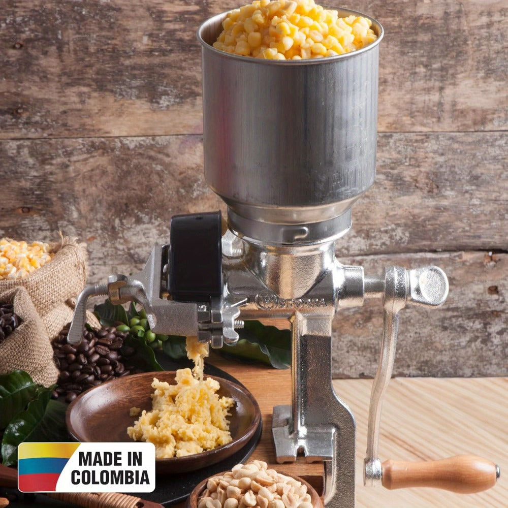 Manual Grain Grinder Mill - Cast Iron Hand Crank Grain Mill with High Hopper, Adjustable Coarse Fine Grinding, Table Clamp Mount, for Corn Wheat Barley Coffee Spices Nuts - Home Brewing & Kitchen Use