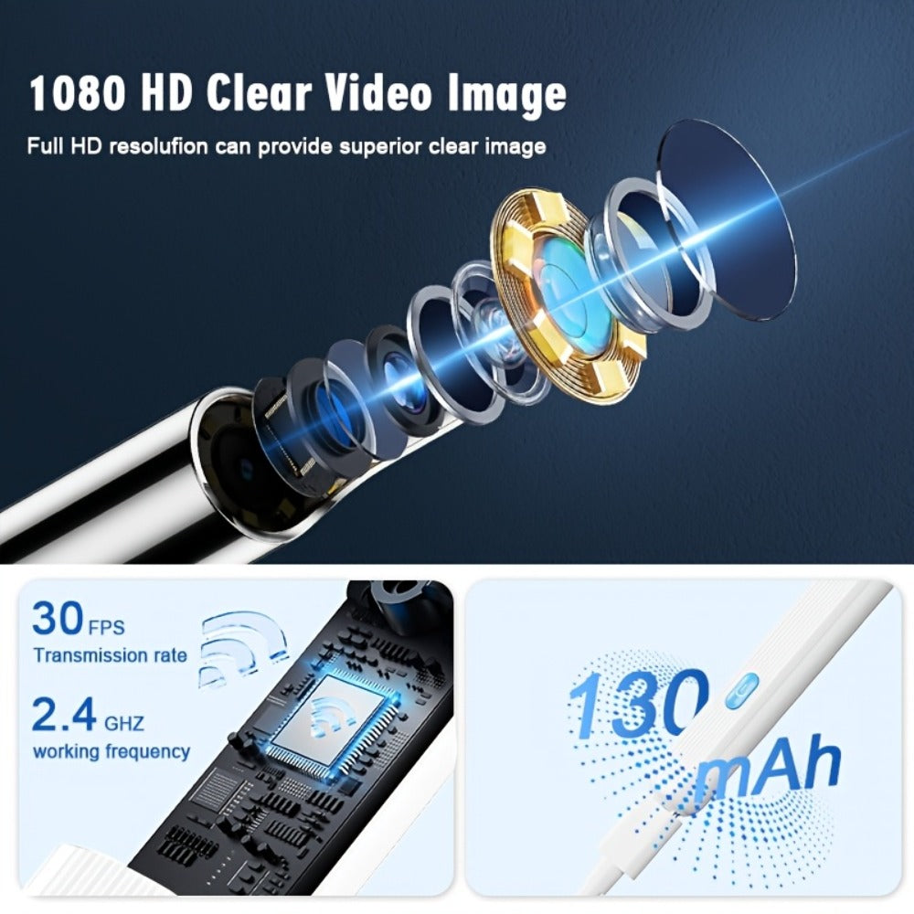 1080P Ear Wax Removal Tool with Camera ¨C Wi-Fi Ear Cleaning Kit with 6 Spoons & Tweezers, Rechargeable, Visual Ear Cleaner for Safe Ear Care at Home