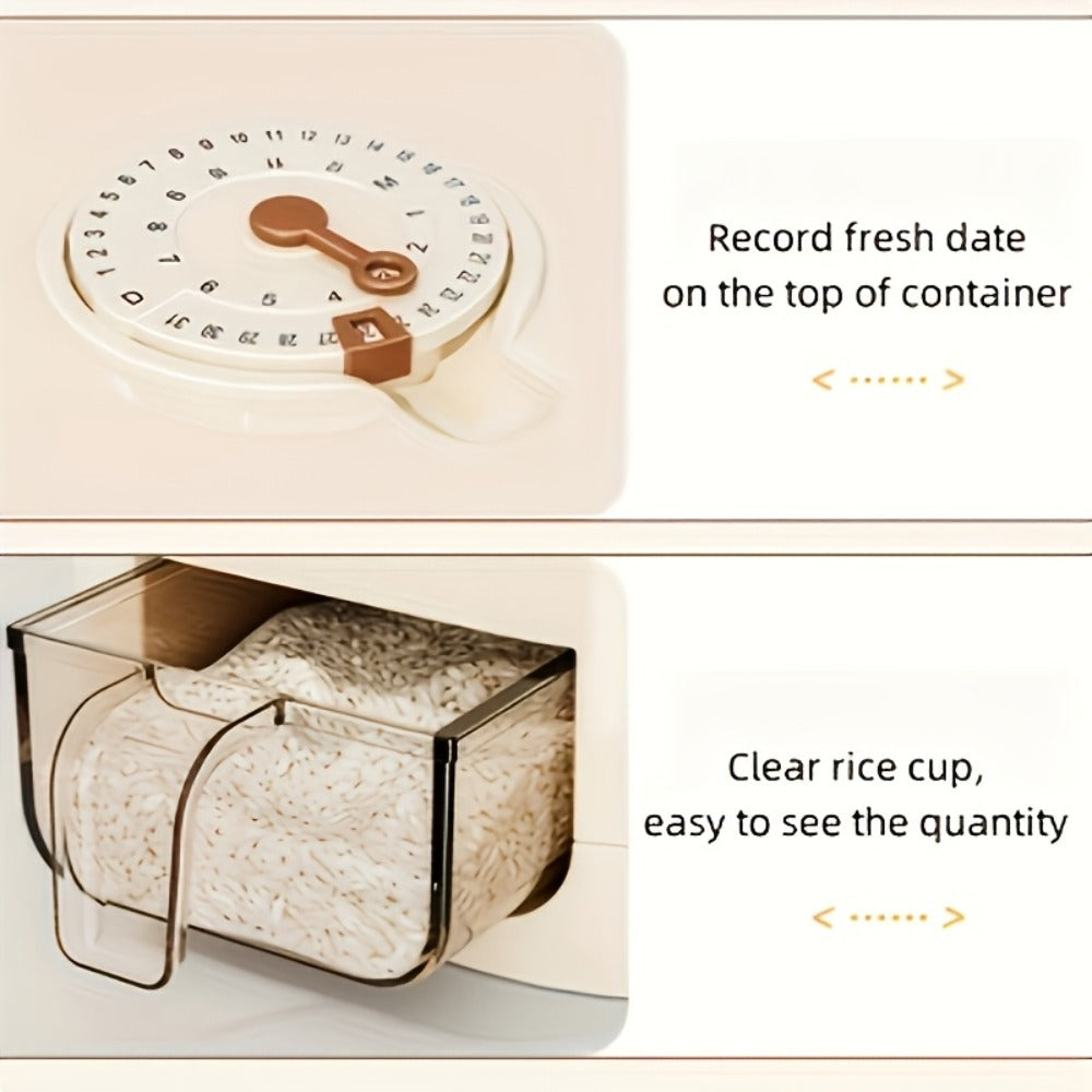 Airtight Rice Container with Measuring Cup | Large Capacity Moisture-Proof Rice Dispenser for Rice, Grains, Flour, Pet Food ¨C BPA-Free Kitchen Food Storage