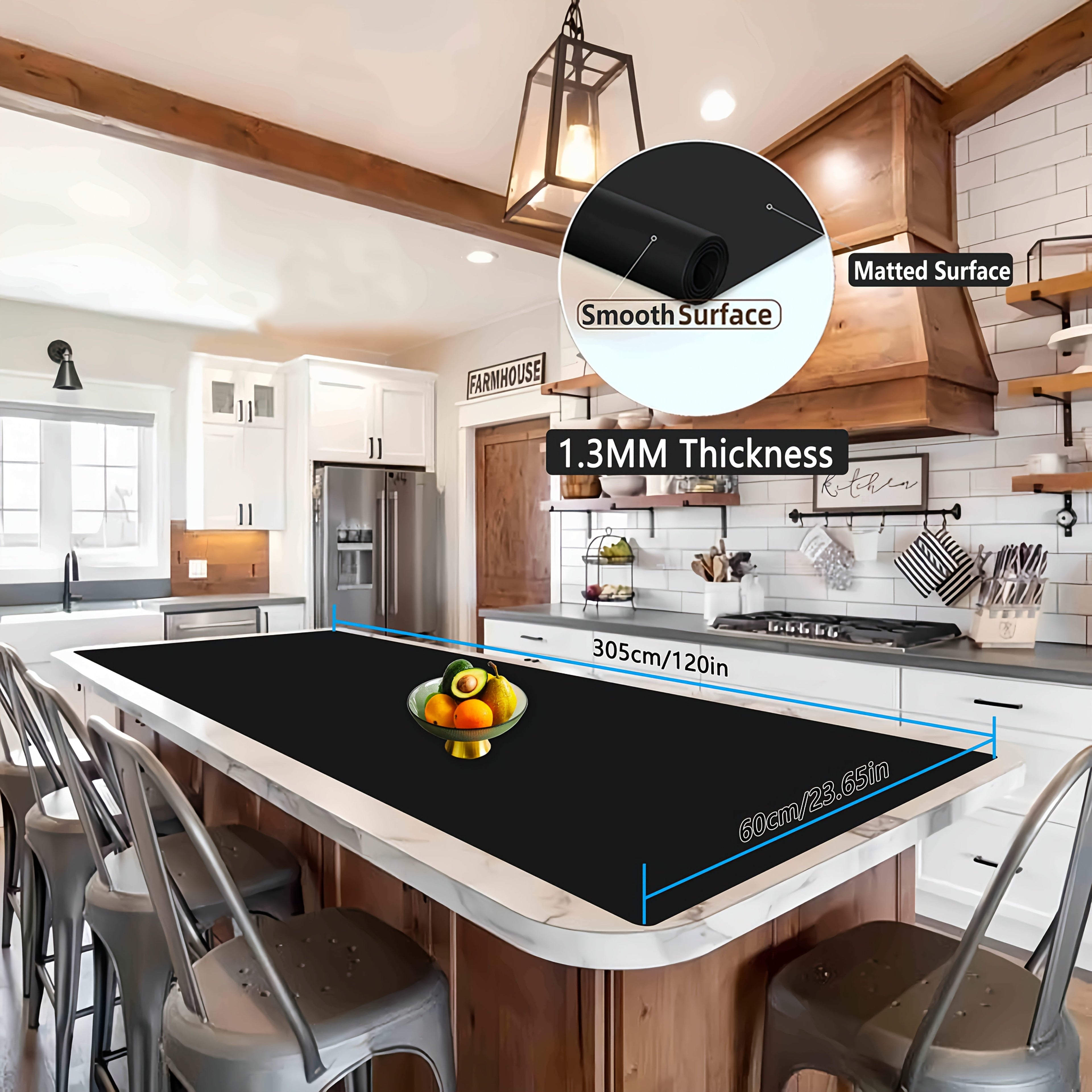 Extra Large Silicone Mat for Kitchen Counter ¨C Nonslip Heat Resistant Countertop Protector, Nonstick Waterproof Craft Mat & Placemat, Multiple Sizes & Colors